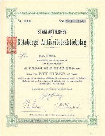 Göteborgs Antikvitets AB, 500 kr