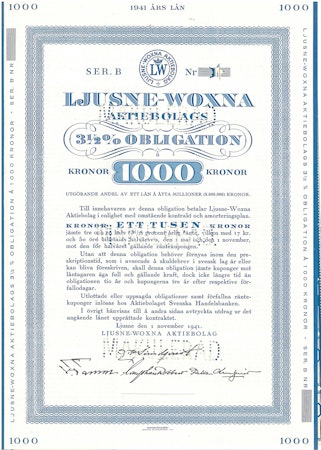 Ljusne-Woxna AB, Obligation
