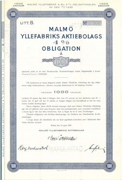 Malmö-Yllefabriks AB, Obligation