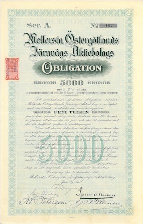 Mellersta Östergötlands Järnvägs AB, Obligation