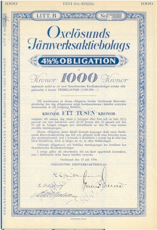 Oxelösunds Järnverks AB, Obligation