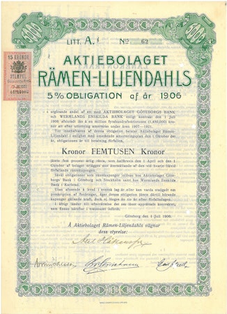 Rämen-Liljendahls, AB, Obligation
