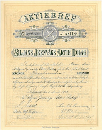 Siljans Jernvägs AB, 100 kr, 1883