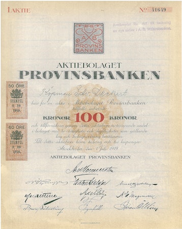 Provinsbanken, AB, 100 kr