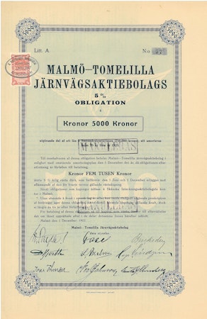 Malmö-Trelleborgs Jernvägs AB Obligation