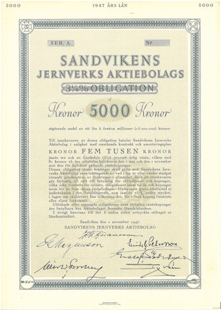 Sandvikens Jernverks AB, Obligation