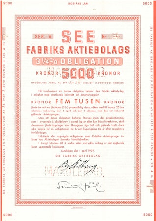 SEE Fabriks AB Obligation