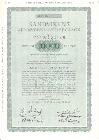 Sandvikens Jernverks AB, Obligation