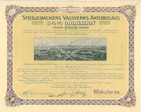 Smedjebackens Valsverks AB, Obligation