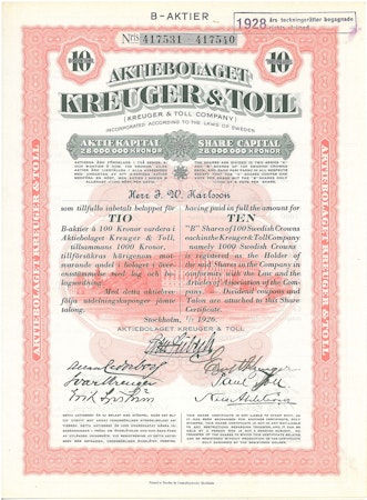 Kreuger & Toll, AB, 1926