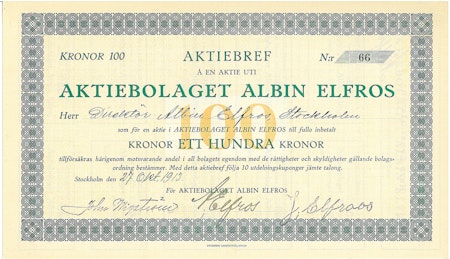 Albin Elfros, AB
