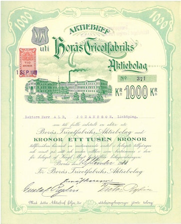 Borås Tricotfabriks AB, 1911