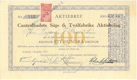 Centralbadets Såp- & Tvålfabriks AB, 1913