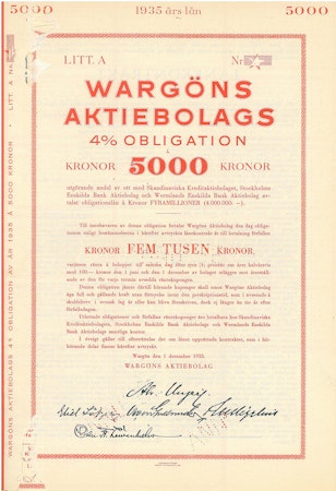 Wargöns AB, Obligation