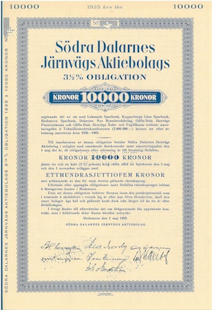 Södra Dalarnes Järnvägs AB, Obligation