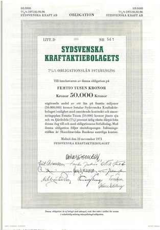 Sydsvenska Krafts AB, Obligation