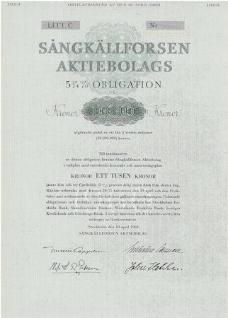Sångkällforsen AB, Obligation