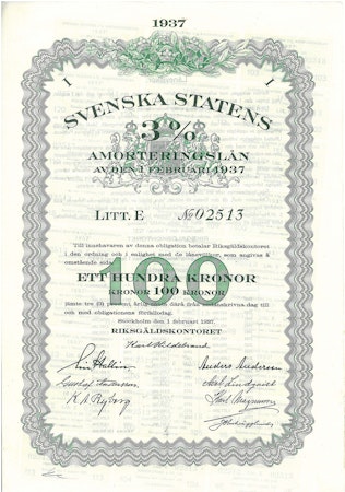 Svenskt Statslån 1937