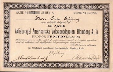 Amerikanska Velocipeddepoten, Blomberg & Co.