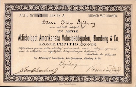 Amerikanska Velocipeddepoten, Blomberg & Co.