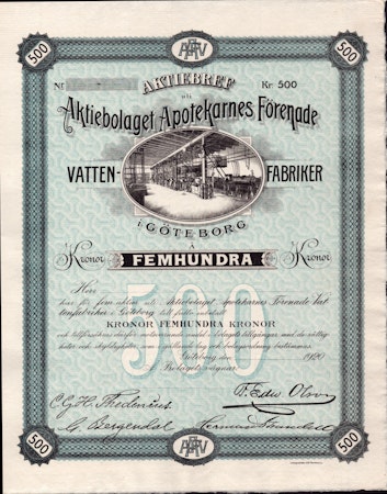 Apotekarnes Förenade Vatten-fabriker, AB, 1920