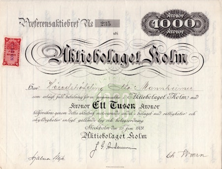 Kolm AB, 1909
