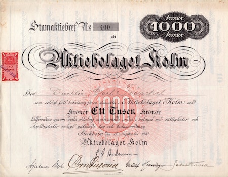 Kolm AB, 1910