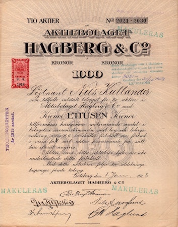 Hagberg & Co., AB, 1000 kr,
