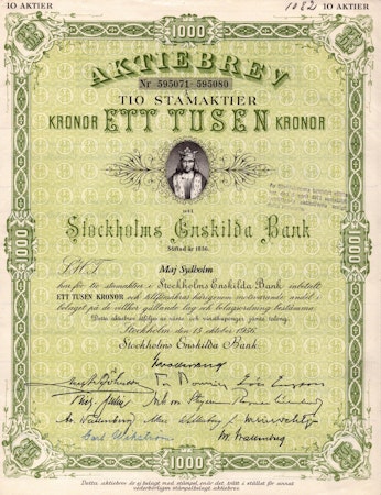 Stockholms Enskilda Bank, 1000 kr, 1956