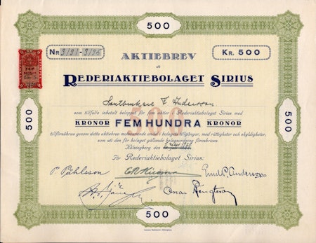 Rederi AB Sirius, 500 kr