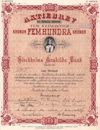 Stockholms Enskilda Bank, 500 kr, 1956