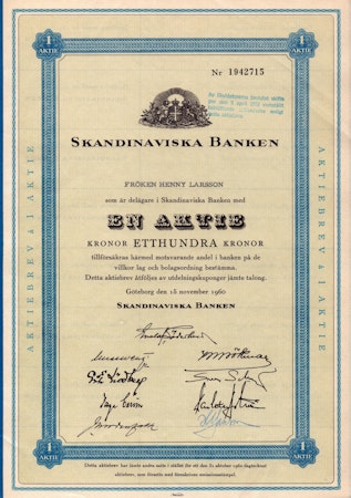 Skandinaviska Banken, 1960