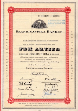 Skandinaviska Banken, 1960