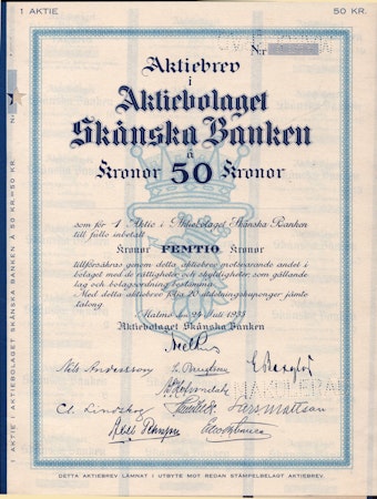 Skånska Banken, AB, 50 kr