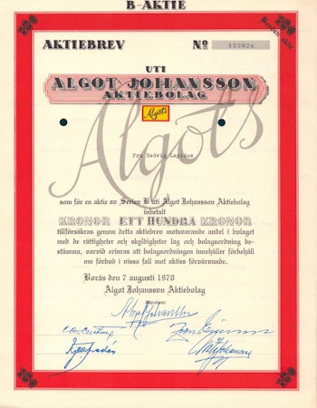 Algot Johansson AB, 1970