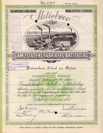 Gamlestadens Fabrikers AB, 1935