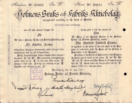 Holmens Bruks- och Fabriks AB, 1955