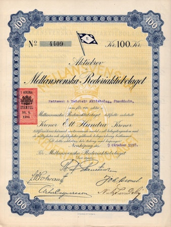 Mellansvenska Rederi AB, 100 kr, 1918