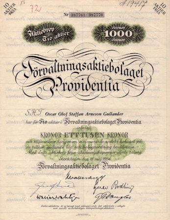 Förvaltnings AB Providentia, 1000 kr
