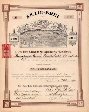 Oscar Edv. Ekelunds Snickerifabriks AB, 1920