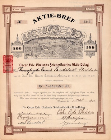 Oscar Edv. Ekelunds Snickerifabriks AB, 1920