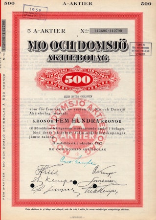 Mo och Domsjö AB, 500 kr