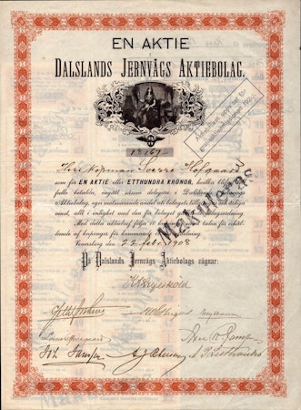 Dalslands Jernvägs AB, 1908