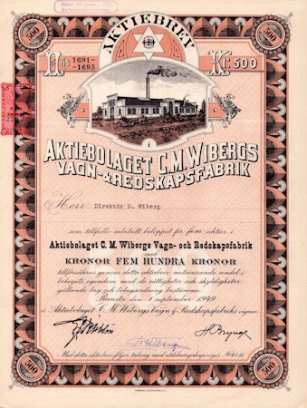 C. M. Wibergs Wagn-& Redskapsfabrik, AB, 1949