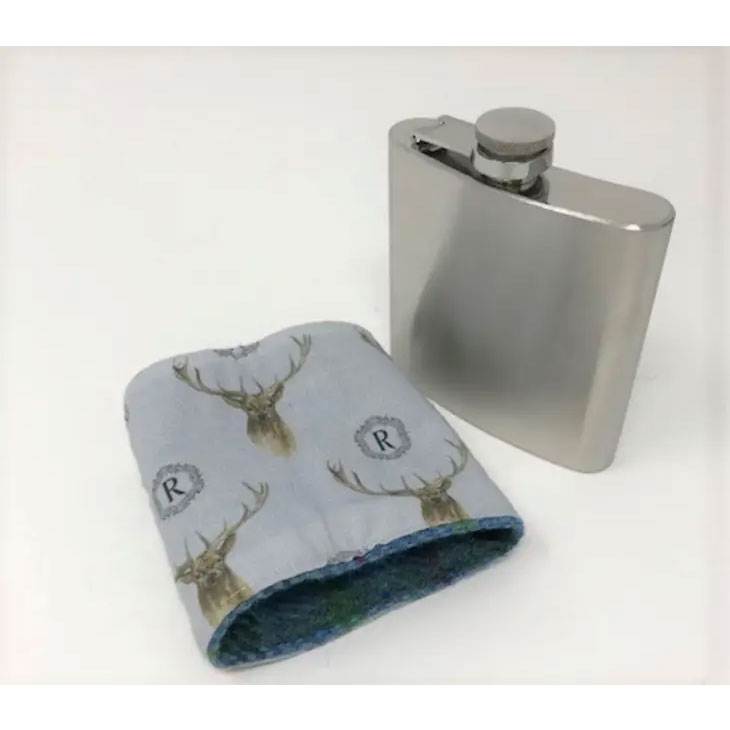 Created By The Ridleys Harris Tweed Hip Flask Autumn Colours