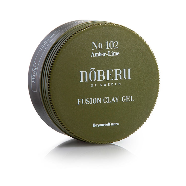 Nõberu of Sweden Fusion Clay Gel, Stylingprodukt som känns som en lera men har stylingegenskaperna av ett vanligt hårgel. Den lämnar ett resultat med lagom glans och extra stadga.