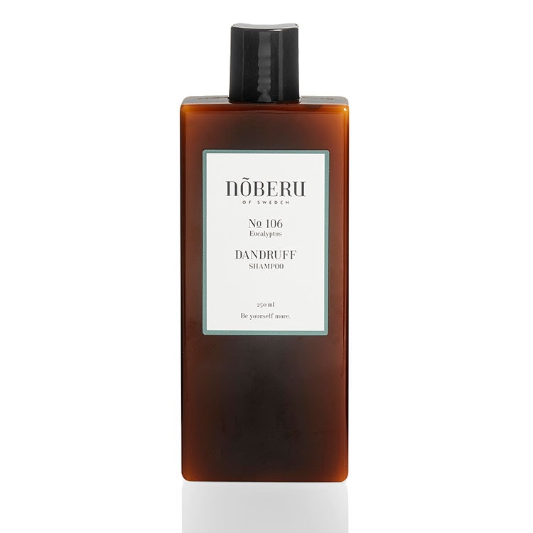 Nõberu of Sweden Dandruff Shampoo, effektivt mjällschampo som rengör och lugnar ned hårbotten. Fräsch doft av Eucalyptus.