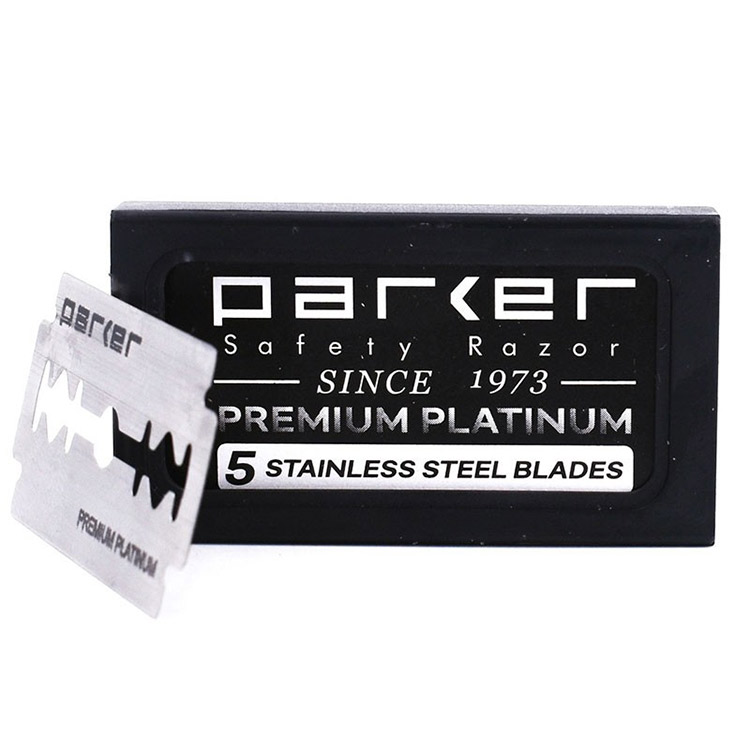 Parker Premium Dubbelrakblad 5-pack, dubbelrakblad till din säkerhetshyvel tillverkade av svenskt rostfritt stål.