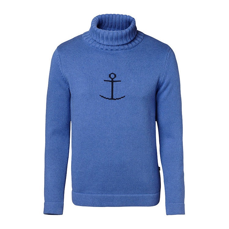 Jumperfabriken Haddock Anchor Rollneck Blå, Snygg stickad tröja i Haddock-stil med ankare.