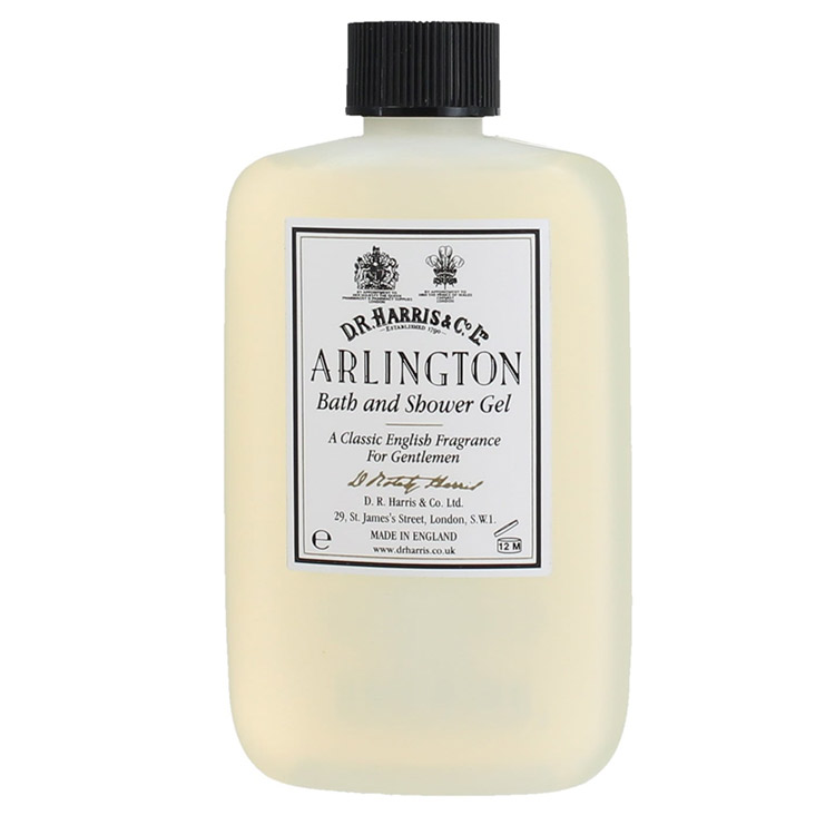 D.R. Harris Arlington Shower Gel 100 ml, Lyxig duschkräm för kroppen och håret i smidig flaska att ta med på resan.